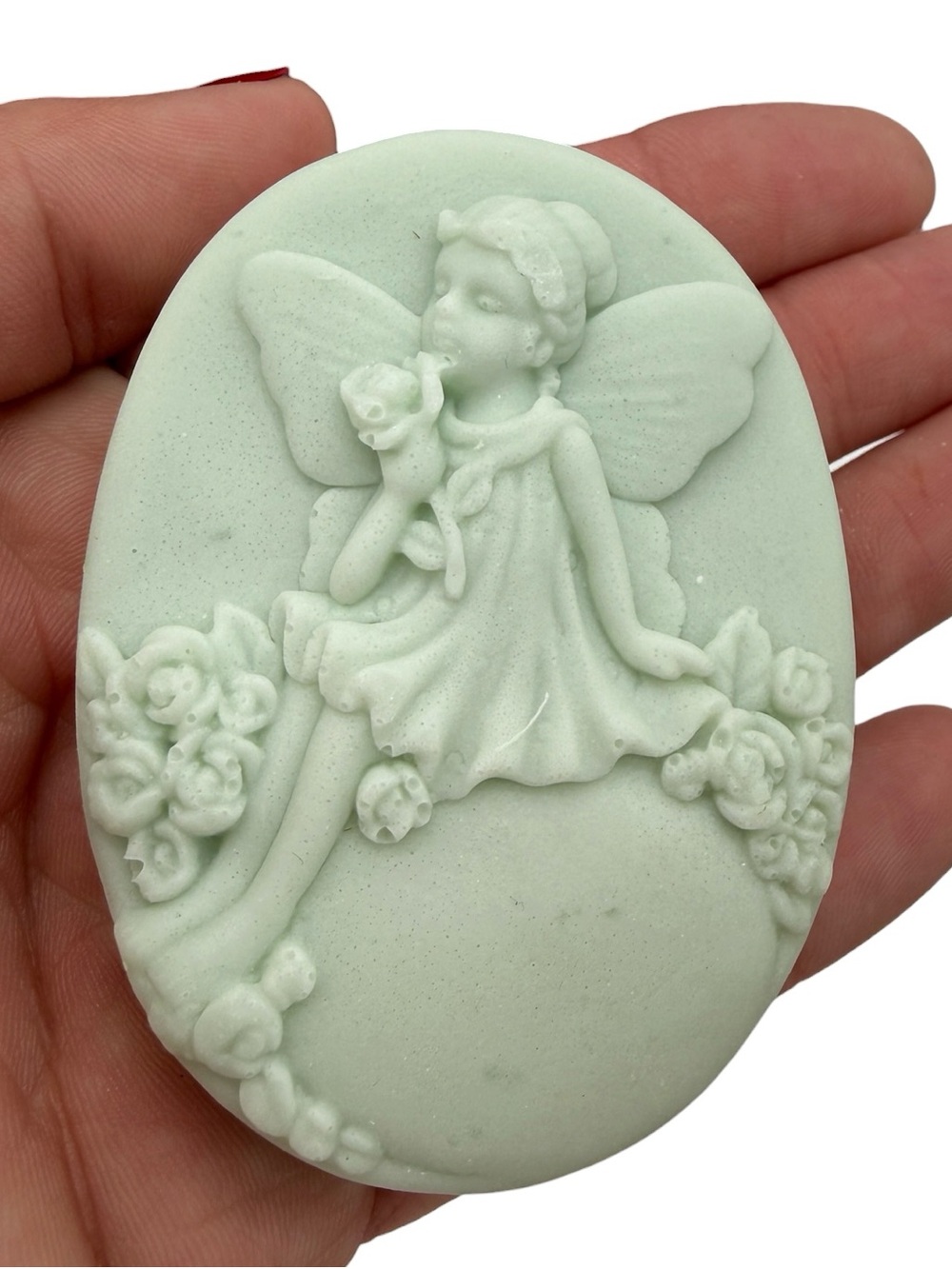 Mint Green Fairy Cameo Goats Milk Soap- Butt Naked Scent